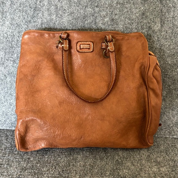 Costanza Rota Handbags - Costanza Rota Brown Leather Tote Bag Made in Italy Triple Compartment Cognac